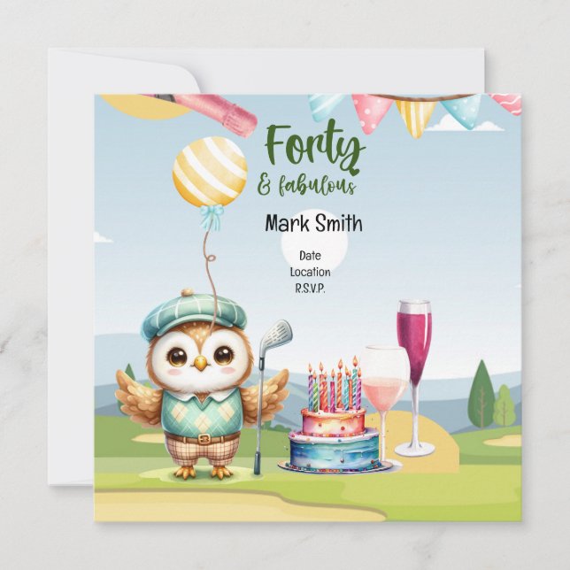 Golf  40th birthday party golfer birthday invitation (Front)