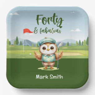 Golf 40th birthday party golfer birthday paper plate