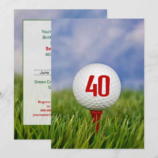 Golf 40th Birthday Party  Invitation (Front/Back)
