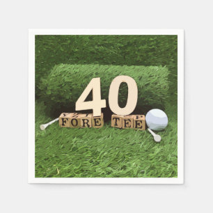 Golf 40th Birthday Party with golf ball and tee Napkin
