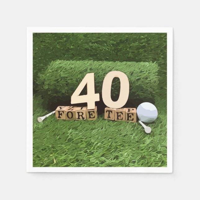 Golf 40th Birthday Party with golf ball and tee Napkin (Front)