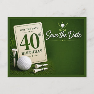 Golf 40th Birthday Save the Date for golf party Postcard