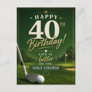 Golf 40th Birthday  Save the Date for golf party Postcard
