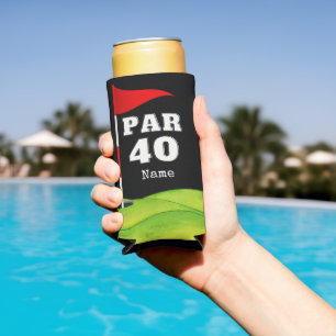 Golf 40th Birthday to golfer with golf flag  Seltzer Can Cooler