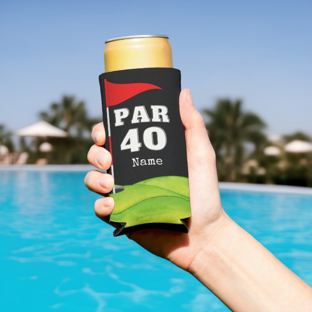 Golf 40th Birthday to golfer with golf flag  Seltzer Can Cooler (In Situ Pool)