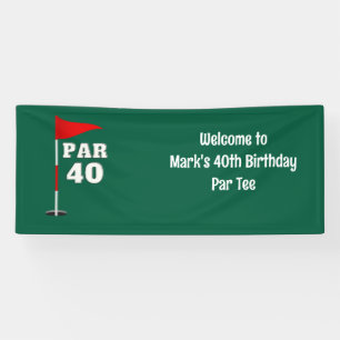Golf 40th Birthday with Cake on Course for Golfer Banner