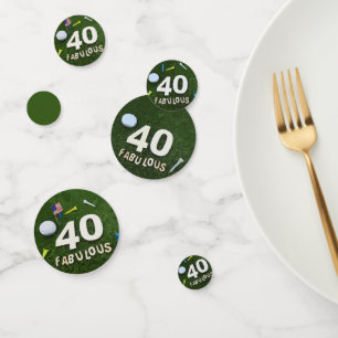Golf 40th Birthday with number 40 and golf ball Confetti