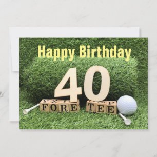Golf 40th Birthday with number and golf ball Card