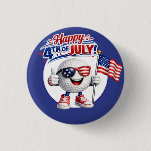 Golf 4th July Independence Day  3 Cm Round Badge