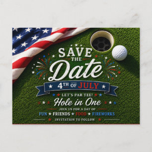 Golf 4th July Independence Day for American golfer Postcard