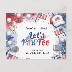 GOLF 4th July Independence Day Golfer party Holiday Postcard