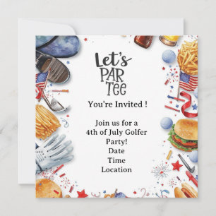 GOLF  4th July   Independence Day Golfer party   Invitation