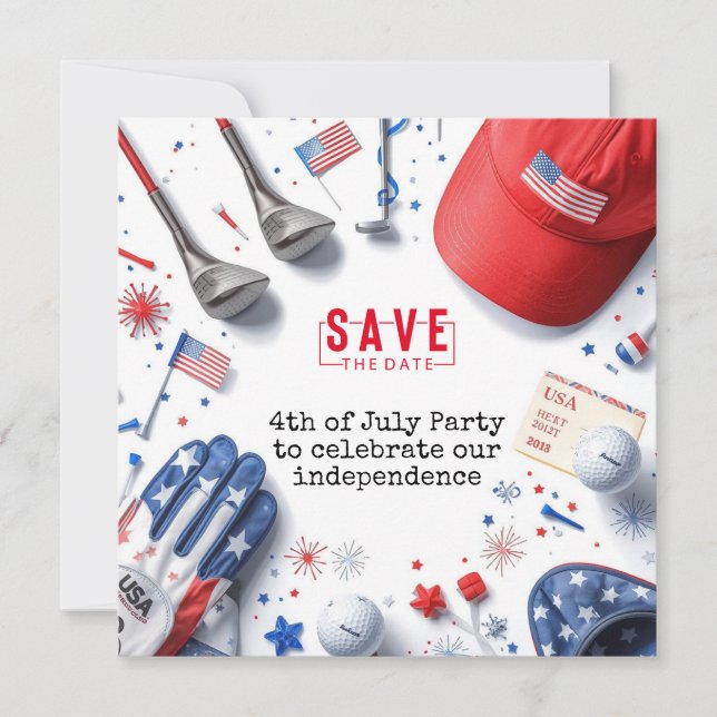 GOLF  4th July   Independence Day Golfer party   Invitation (Front)