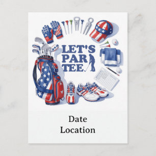 GOLF  4th July   Independence Day Golfer party   Postcard