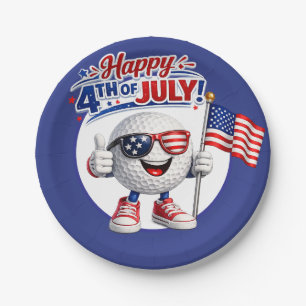 Golf 4th July Independence Day Paper Plate