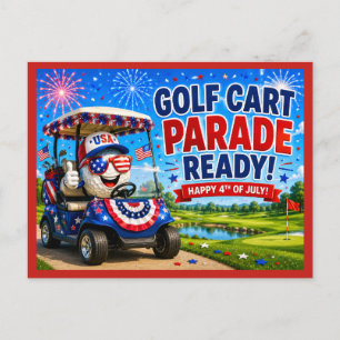 Golf 4th July Independence Day Postcard