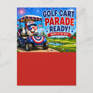 Golf 4th July Independence Day Postcard