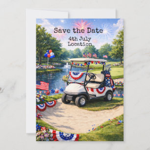 Golf  4th July Independence Day with Barbecue Invitation