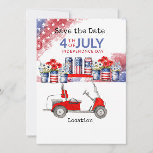 Golf  4th July Independence Day with Barbecue Invitation