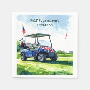 Golf 4th July Independence Day with golf cart Napkin