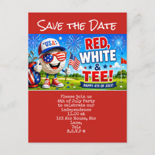 Golf 4th July Save the Date Independence Day Postcard