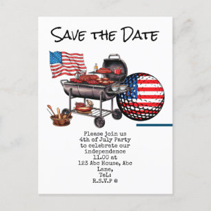 Golf 4th July Save the Date Independence Day Postcard