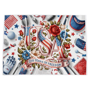 Golf 4th of July 250 Years Independence Button Large Gift Bag