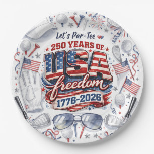 Golf 4th of July 250 Years Independence Paper Plate
