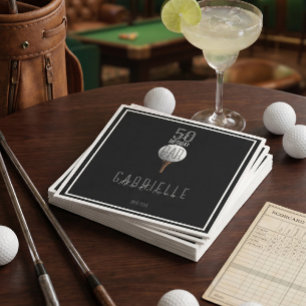 Golf 50 Birthday Golfer Milestone Elegant Party Napkin