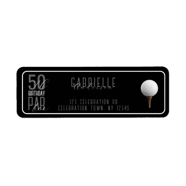 Golf 50th Birthday Black Elegant Par-Tee Address  (Front)