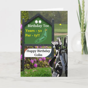 Golf 50th Birthday Card - Birthday Tee