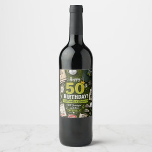 Golf 50th Birthday for golfer humourous golf sayin Wine Label
