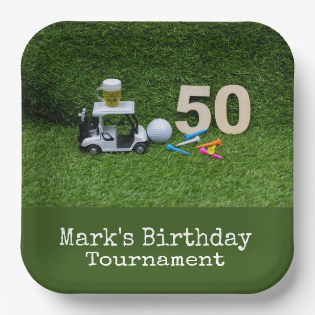 Golf 50th Birthday for golfer  Paper Plate (Front)