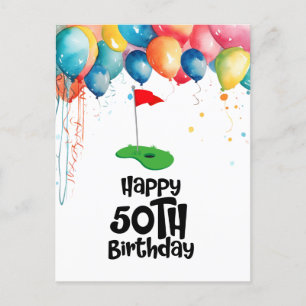 Golf 50th Birthday  "Golden Swing: Celebrating  Postcard