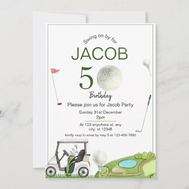 Golf  50th Birthday Invitation (Front)