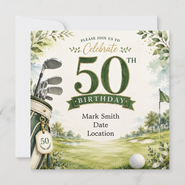 Golf  50th Birthday  Invitation (Front)