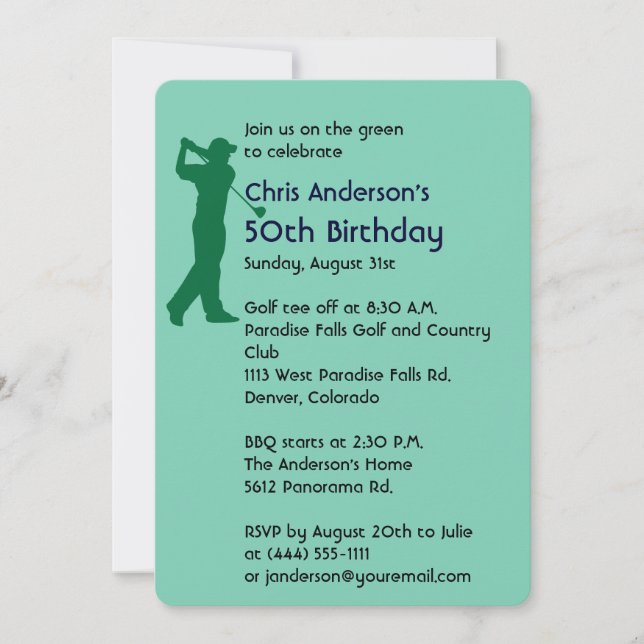 Golf 50th birthday invitation (Front)