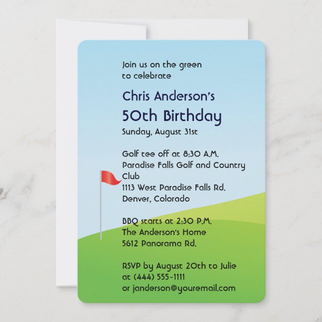 Golf 50th birthday invitation (Front)