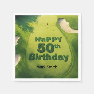Golf 50th birthday on golf course napkin