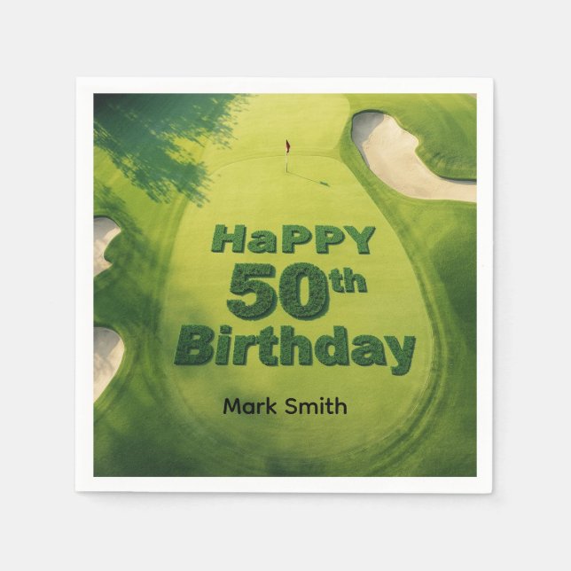 Golf  50th birthday on golf course  napkin (Front)