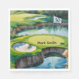 Golf 50th Birthday on Golf Course Napkins