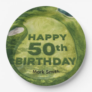 Golf  50th birthday on golf course  paper plate
