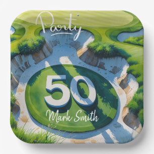 Golf 50th Birthday on Golf Course  Paper Plate
