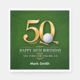Golf 50th Birthday on green Napkin