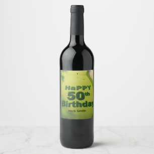 Golf 50th Birthday on putting green for golfer Wine Label