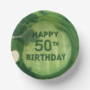 Golf 50th Birthday on putting green Paper Plate
