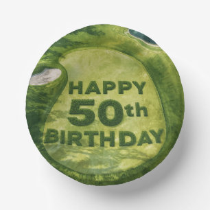 Golf 50th Birthday on putting green Paper Plate