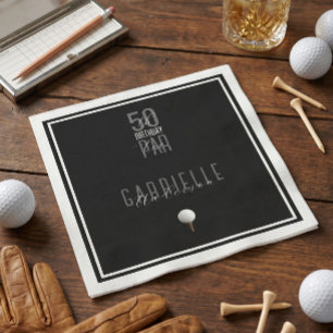 Golf 50th Birthday Paper Napkins Black Elegant