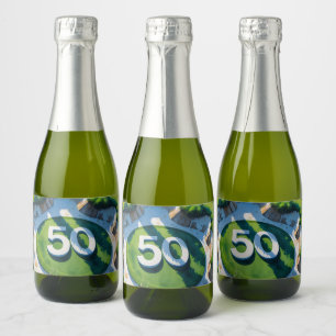Golf 50th Birthday themed for Golfer Sparkling Wine Label