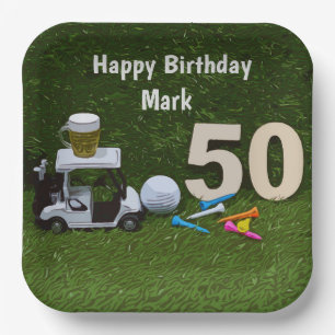 Golf 50th Birthday to golfer  Paper Plate